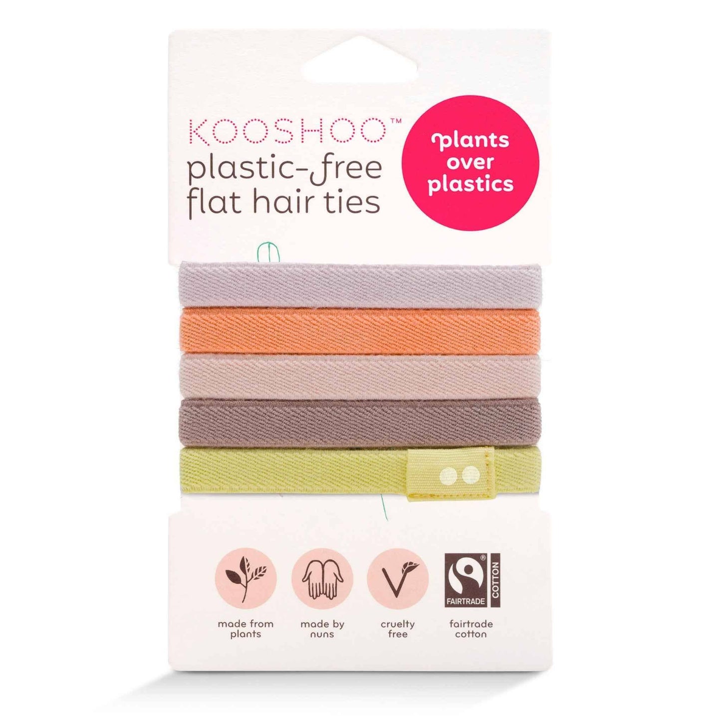 Plastic-free Flat Hair Ties Pastel Colors - Bright Spark