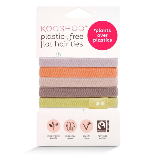 Plastic-free Flat Hair Ties Pastel Colors - Bright Spark