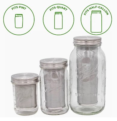 3 different size mason jars to show fit. Pint, Quart, Half Gallon.