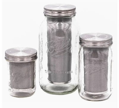 3 different size mason jars to show fit. Pint, Quart, Half Gallon.