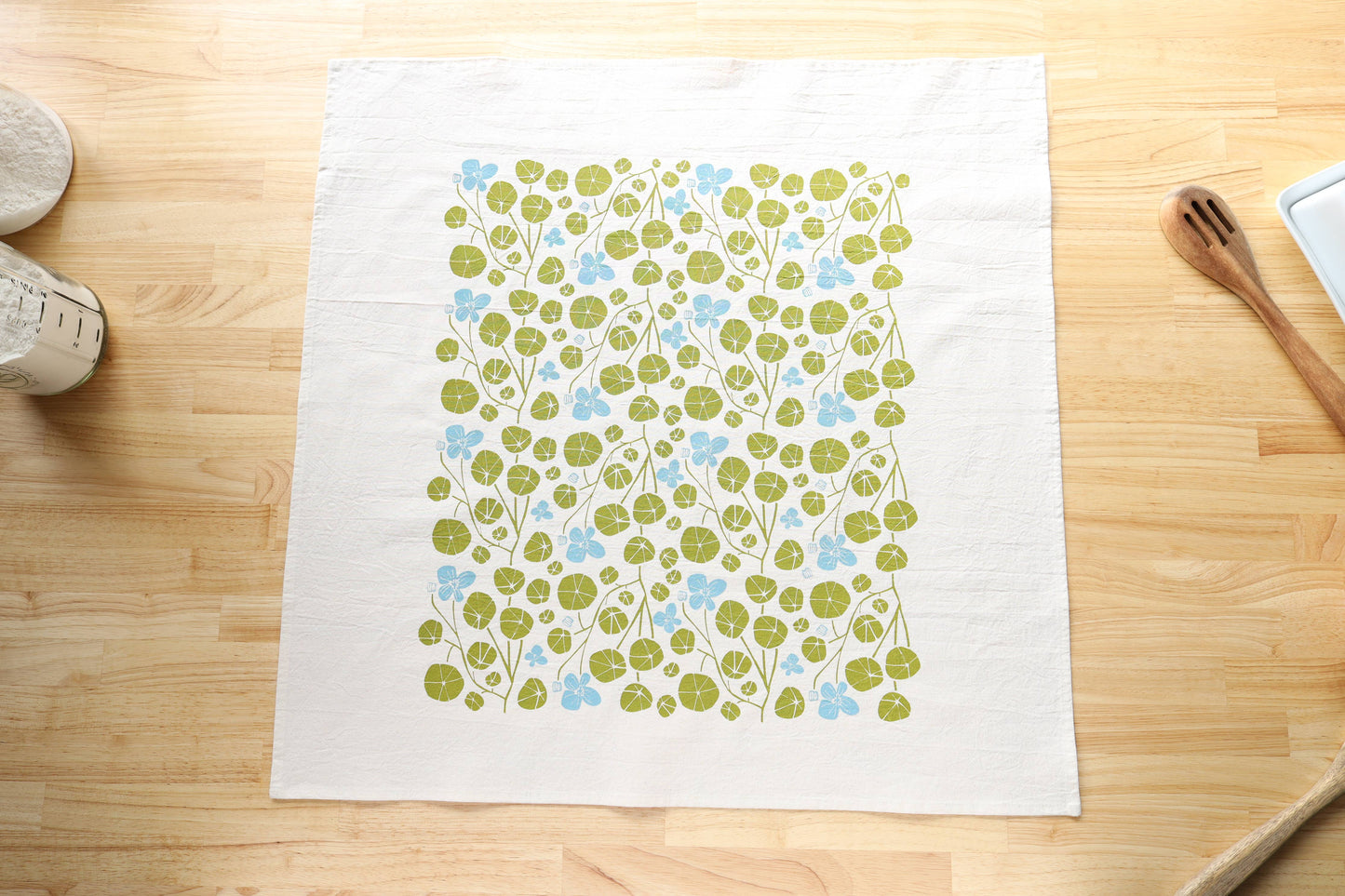 Spring Nasturtium Kitchen Towel, Natural Cotton
