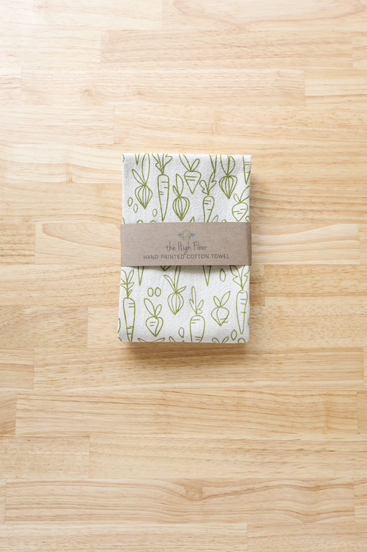 Root Vegetable, Cotton Handprinted Kitchen Towel