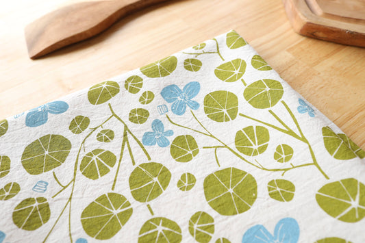 Spring Nasturtium Kitchen Towel, Natural Cotton