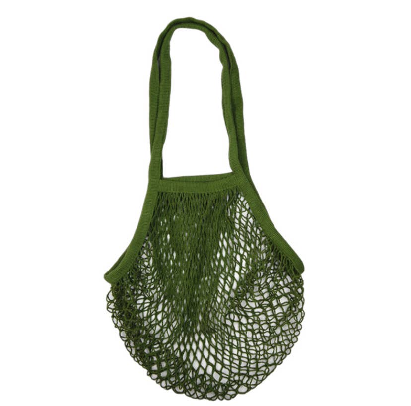 String market bag in a dark green color with a solid white background