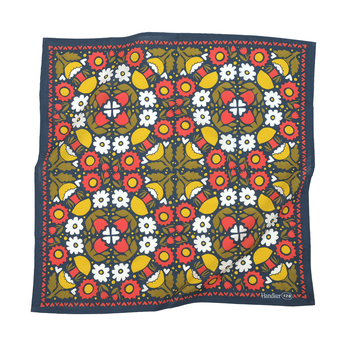 Floral patterned fabric with a colorful design on a white background