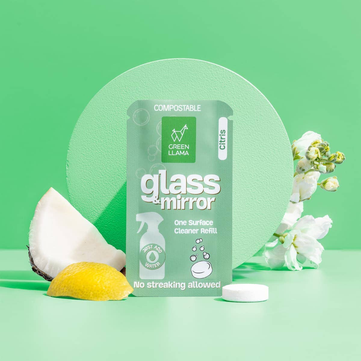 Green Llama Glass & Mirror Cleaner Refill Tablets Box of 15