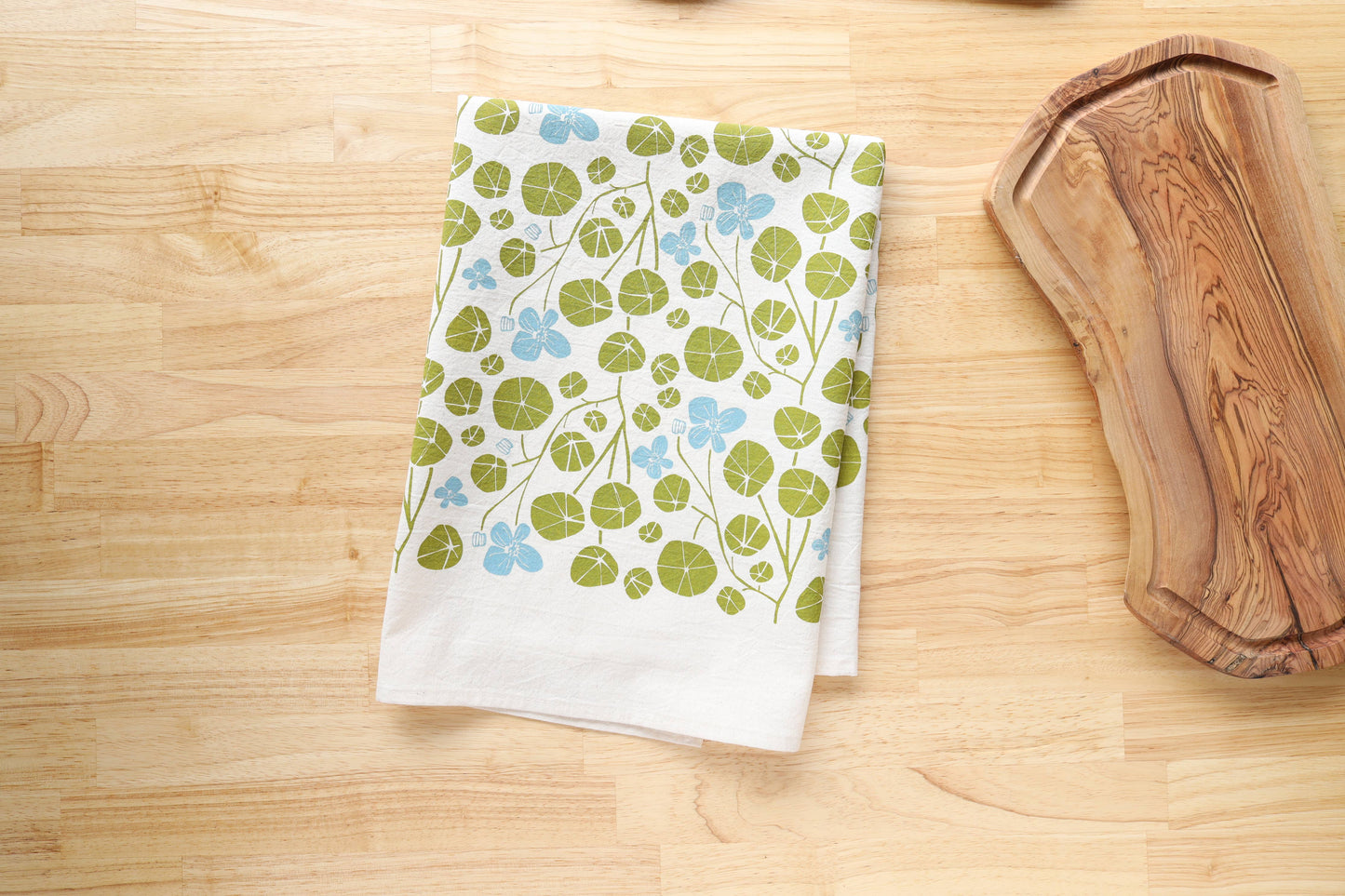 Spring Nasturtium Kitchen Towel, Natural Cotton