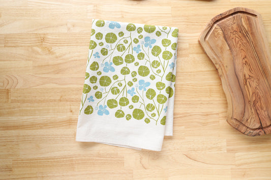 Spring Nasturtium Kitchen Towel, Natural Cotton