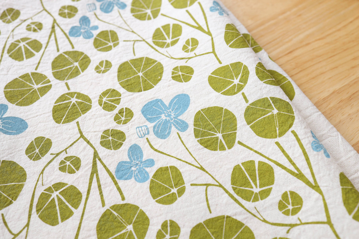 Spring Nasturtium Kitchen Towel, Natural Cotton