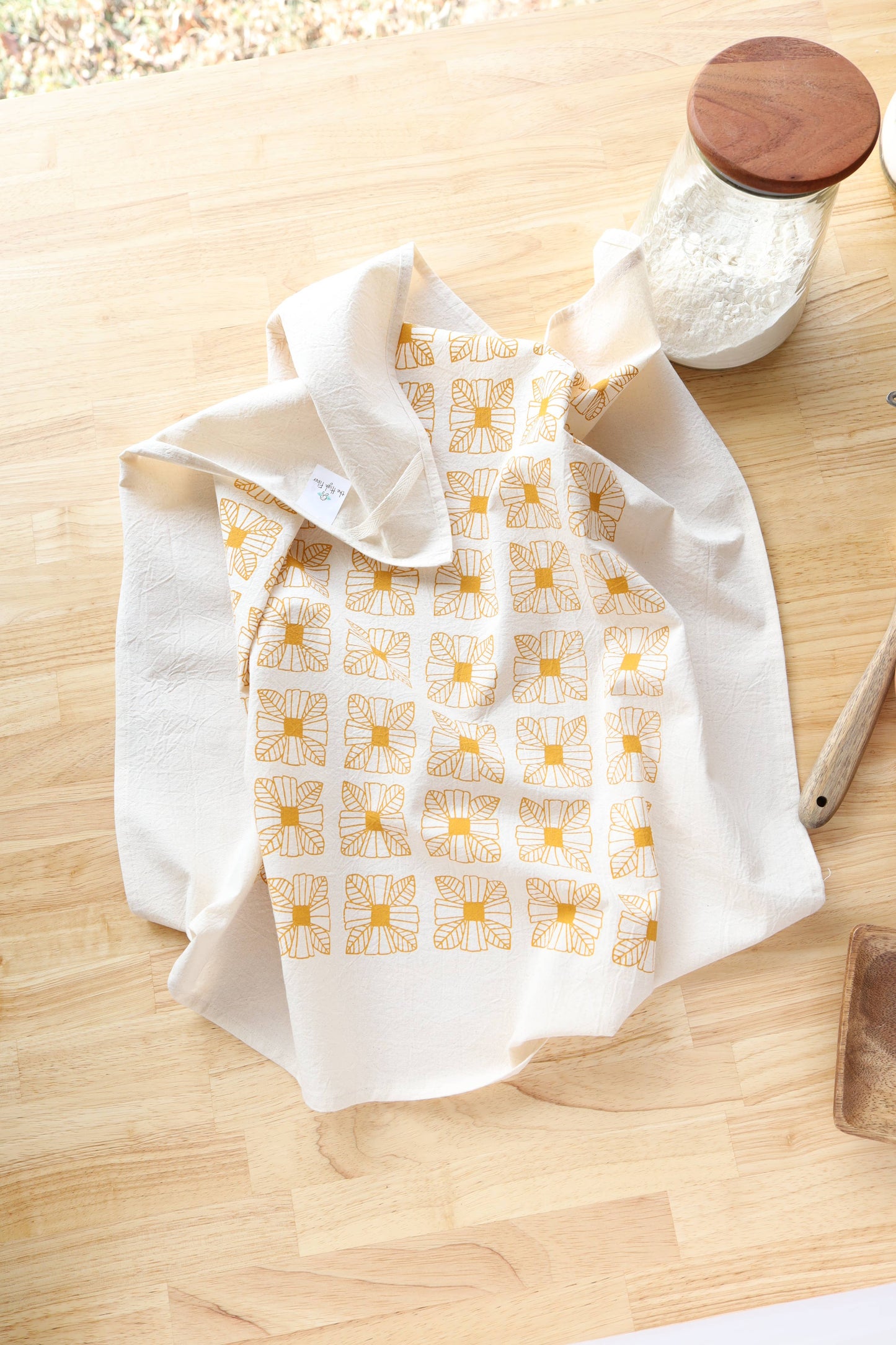 Mustard Floral Tile Kitchen Towel, Southwest Inspired
