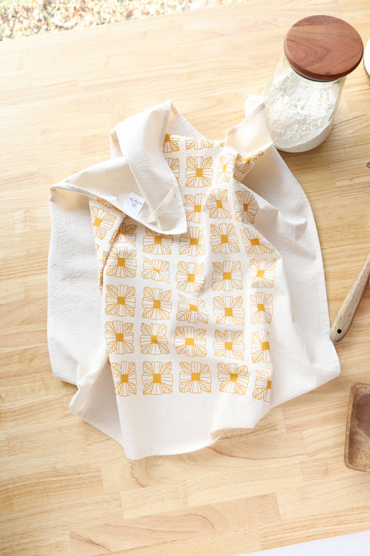Mustard Floral Tile Kitchen Towel, Southwest Inspired