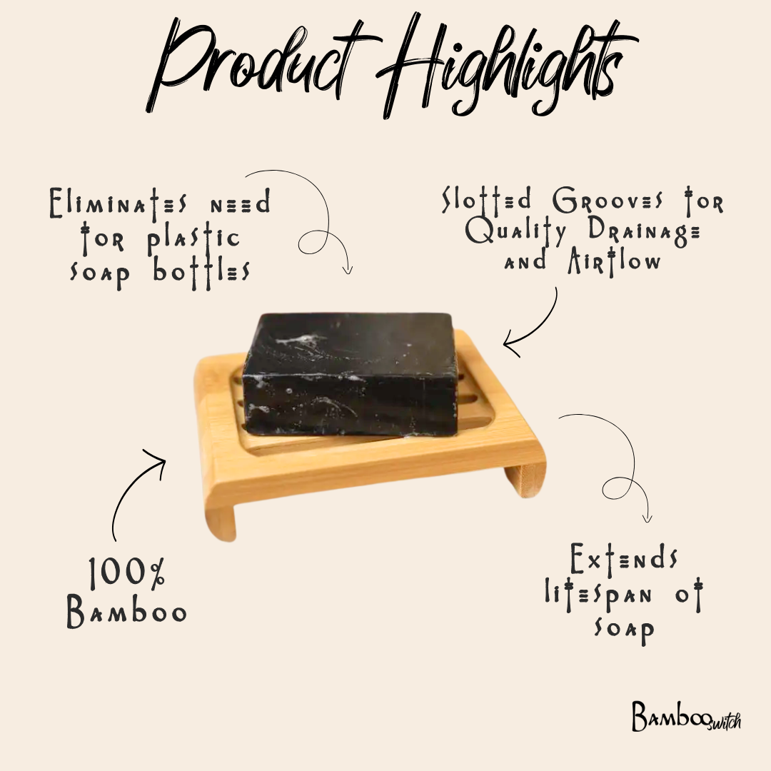 Bamboo soap dish on a white background