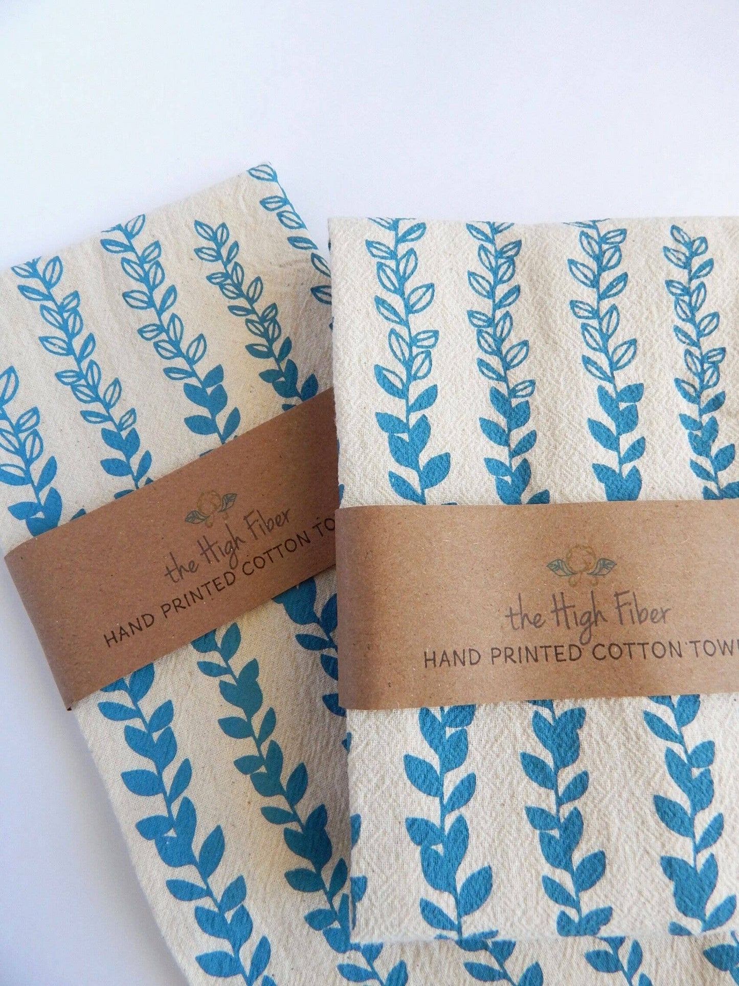 Vine Kitchen Towel, Handprinted Tea Towel