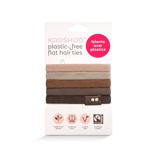 Plastic-free Flat Hair Ties - Earth Tints