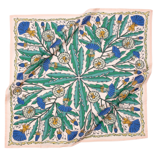 Decorative scarf with floral pattern on a white background