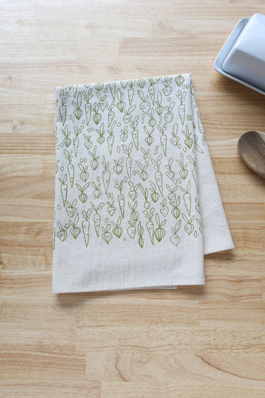 Root Vegetable, Cotton Handprinted Kitchen Towel