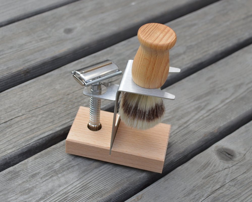 Minimalist Shaving Stand and Brush